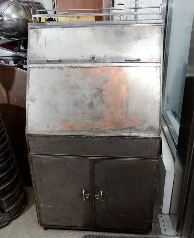 French Industrial Steel Slant Front Desk