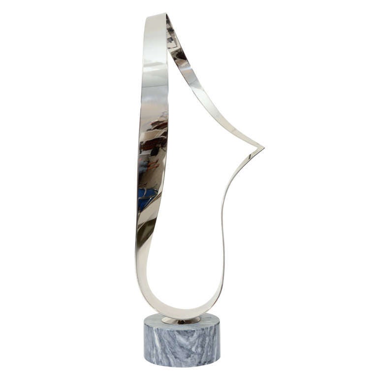 Curtis Jere Polished Nickel Ribbon Sculpture