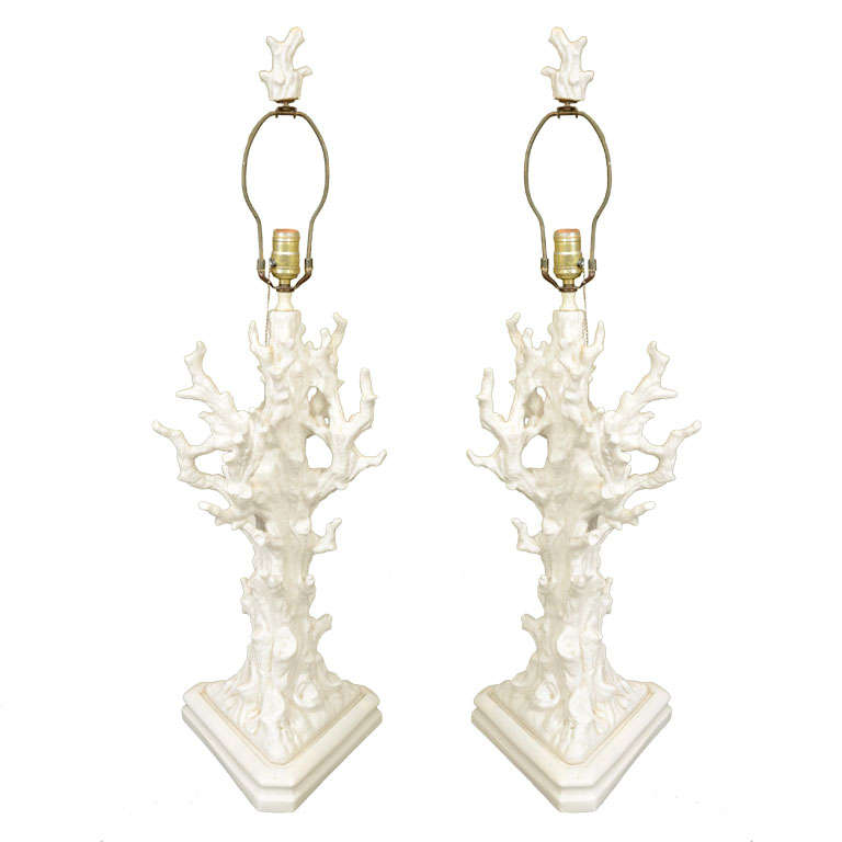 Pair of Lamps, Coral design , Italian