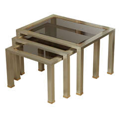 Set of Chrome and Brass Nesting Tables
