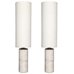 Pair of Monumental Alabaster Floor Lamps