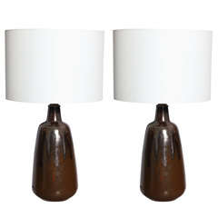 Pair of Drip Glaze Ceramic Lamps