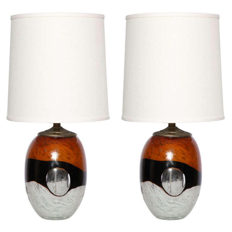 Pair of Murano Glass Table Lamps For Sale