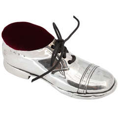 Large Sterling Silver Shoe-Form Pin Cushion