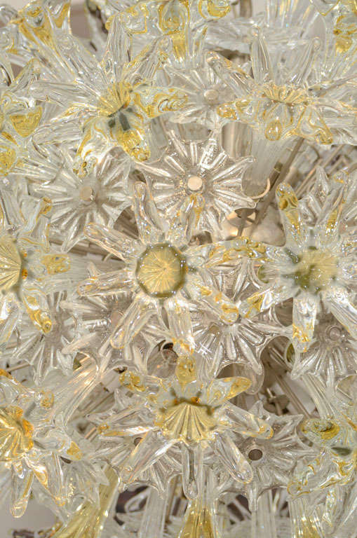 Mid-Century Modern Large Venini Esprit Glass Flower Chandelier