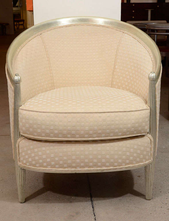 French 1950's Silvered Frame Club Chair, Attributed to Dominique