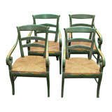 4  French Provincial-Style painted Ladderback Armchairs