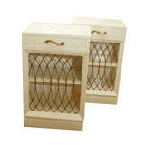 Pair of White Lacquer Nite Stands with Brass Trim
