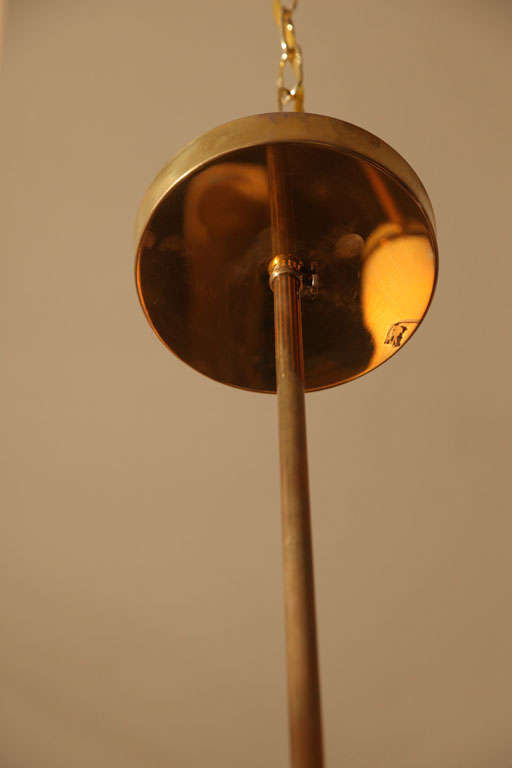 Italian Brass Chandelier w/ White Frosted Cylindrical Glass 1