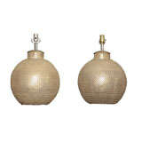A Pair of Chain Link Sphere Lamps