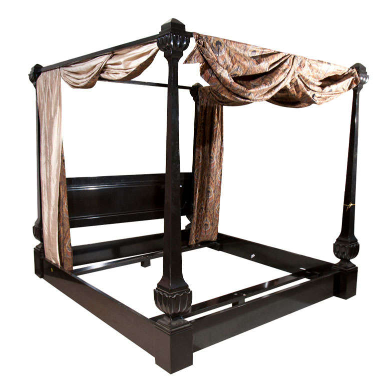 Maison Jansen Stamped Ebonized Bed