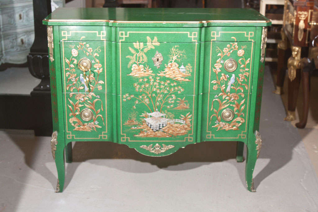 Green Painted Chinoiserie Commode by Widdicomb