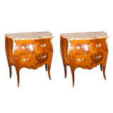 Pair of French Bombe Commodes