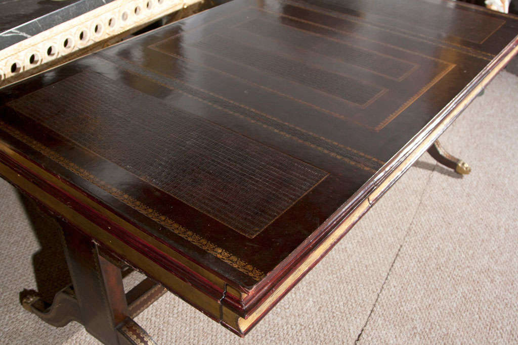 Wood Leather Top Partner's Desk by Maitland Smith