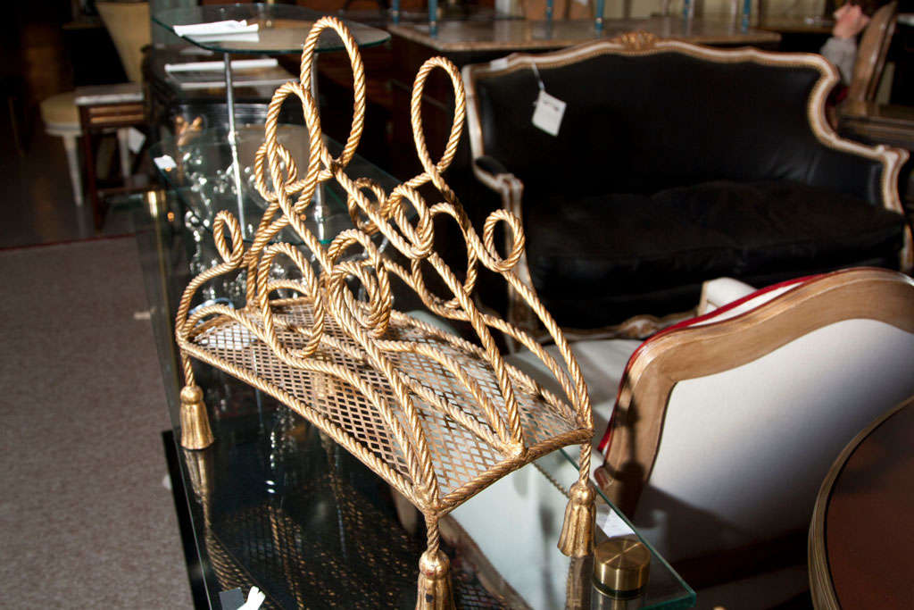 French Bronze Magazine Rack Attributed to Maison Jansen For Sale