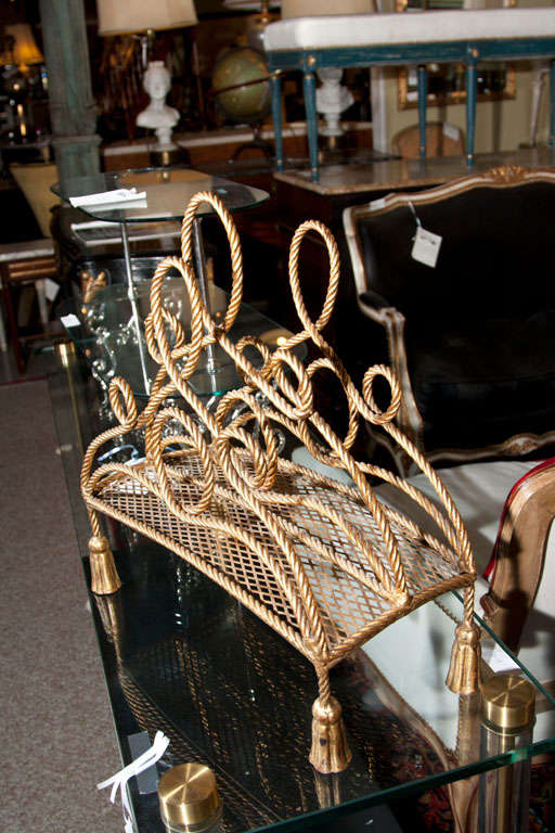 Bronze Magazine Rack Attributed to Maison Jansen In Good Condition For Sale In Stamford, CT