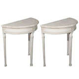 Pair of Swedish Demilune End Tables