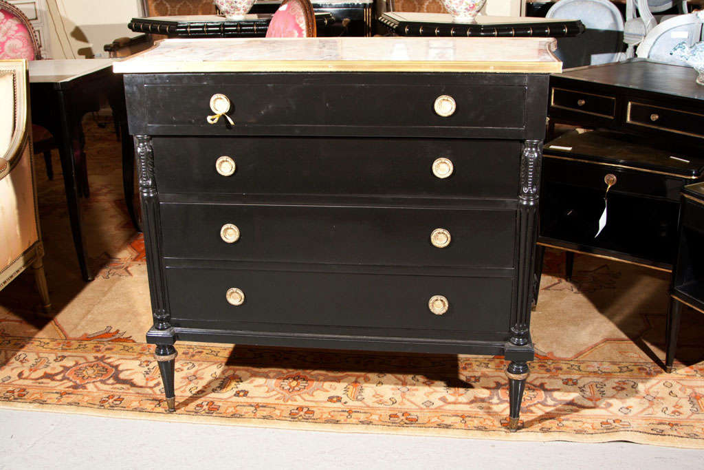 Eboznied and Marble Top Commode Stamped Jansen
