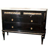 Marble Top Ebonized Commode Stamped Jansen