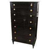 Vintage Marble Top Ebonized Chest of Drawers Stamped Jansen