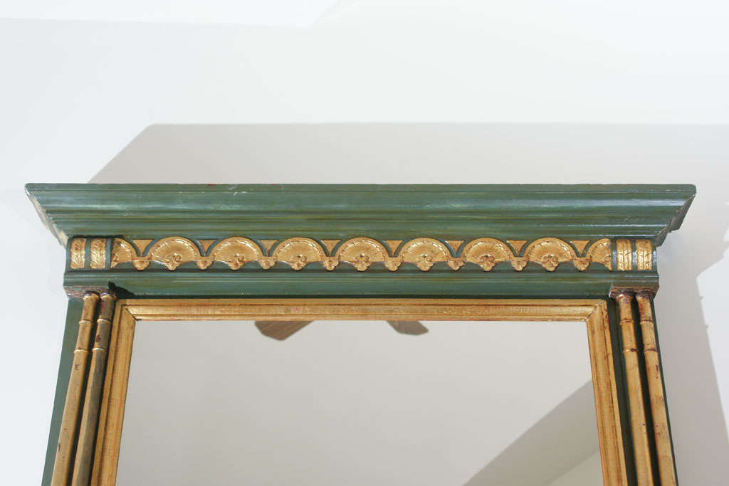 Late 19thC. French Provincial Louis XVI Style Parcel Gilt Trumeau In Excellent Condition For Sale In East Hampton, NY