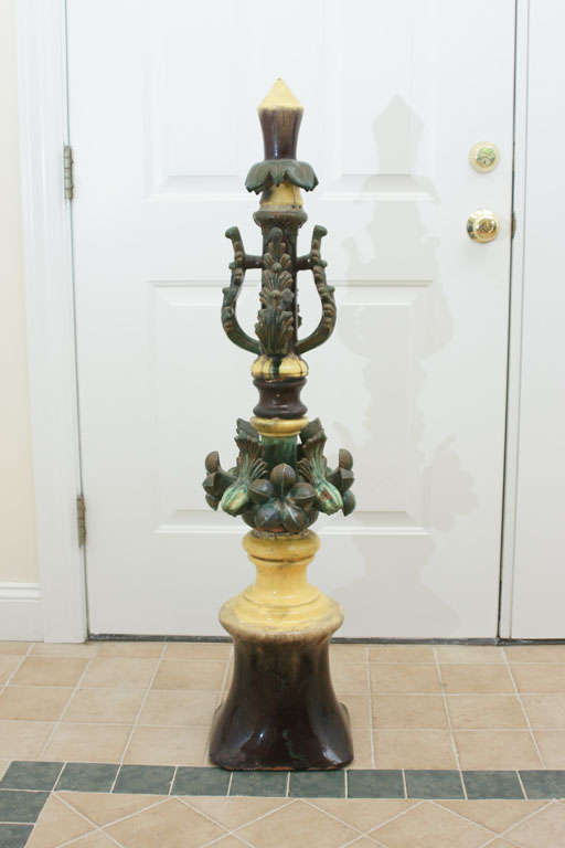 Early 19thC. French Provincial Glazed Terracotta Roof Finial For Sale 2