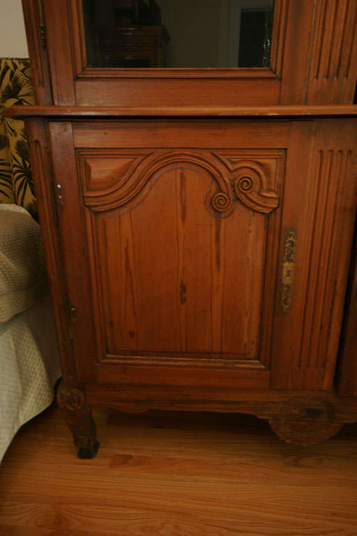 19th Century Early 19thC. French Provincial Pitch Pine Louis XV Style 4 Door Hutch For Sale