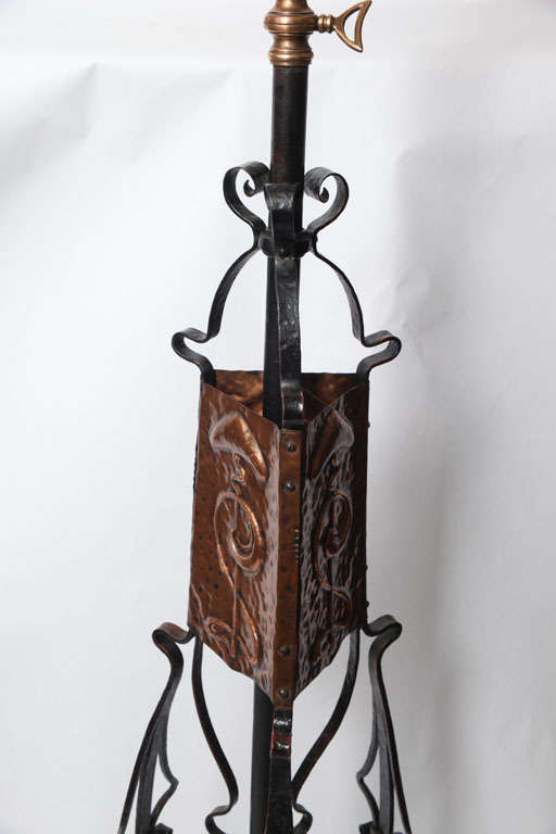 Silk An English Arts & Crafts Floor Lamp signed Benham & Froud