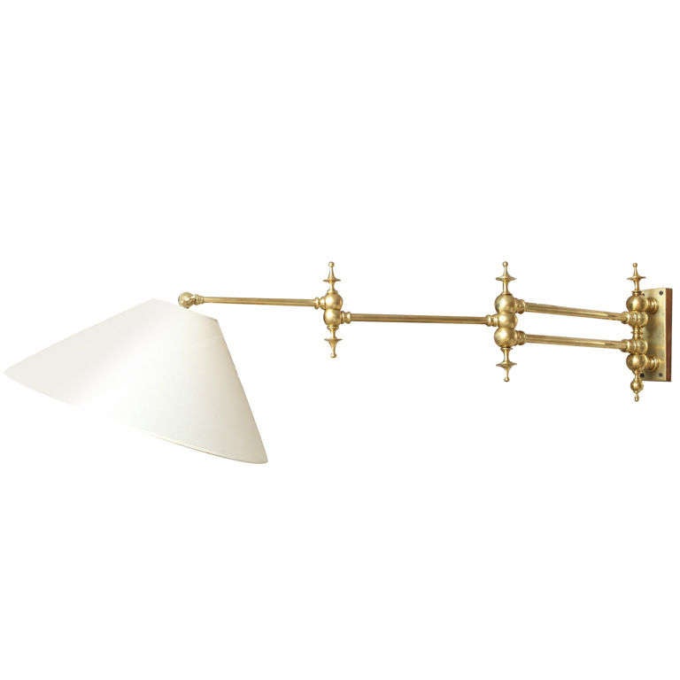  Wall Sconce Articulated arms and shade adjust 1940's For Sale