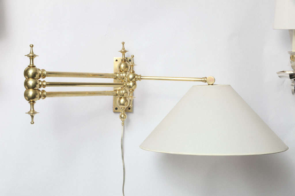 American  Wall Sconce Articulated arms and shade adjust 1940's For Sale