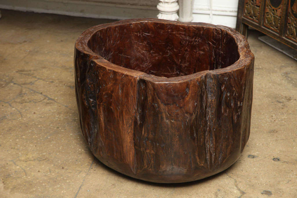 Carved Wooden Planter / Bowl