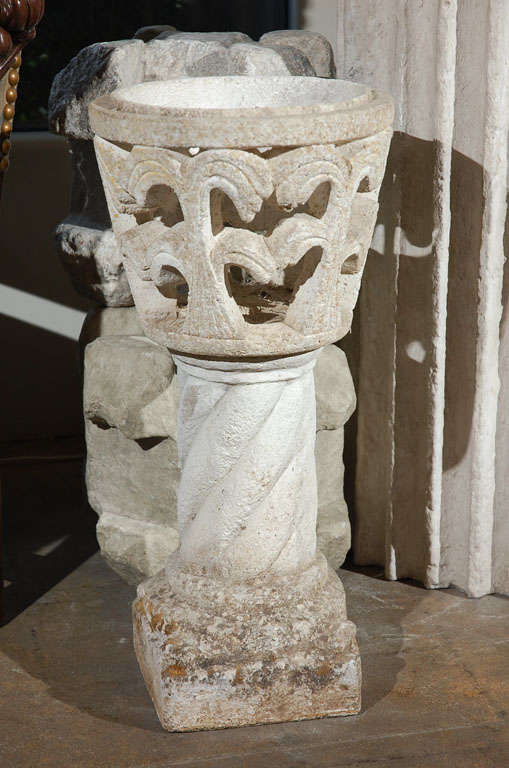Pair of Carved Stone Planters