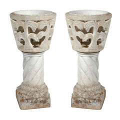 Pair Of Vintage Stone Planters 6