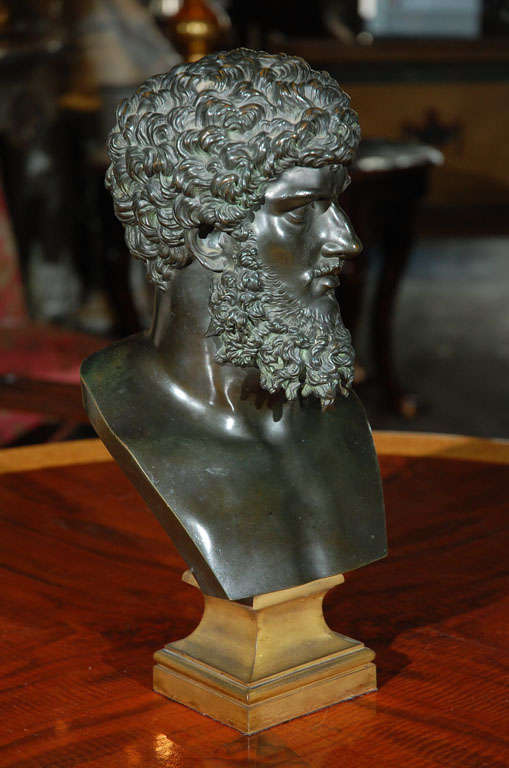 Bronze Bust Of Lucius Verus In Excellent Condition In Los Angeles, CA