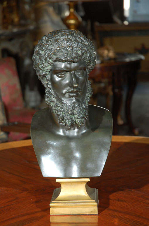 Patinated bronze bust of Lucius Verus. Impressed: 