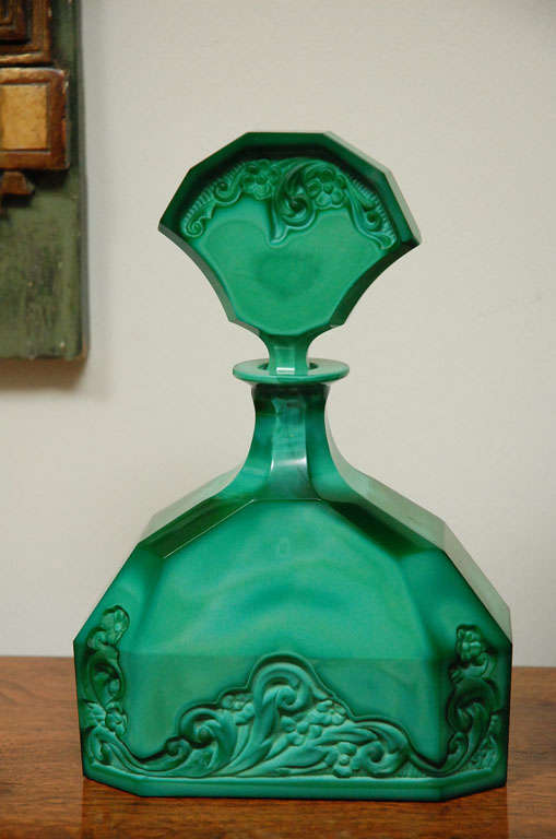 20th Century Malacite Glass Decanter