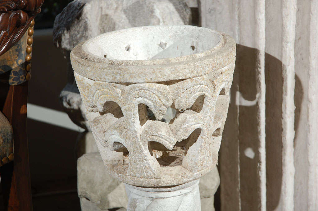 Pair Of Vintage Stone Planters For Sale at 1stDibs