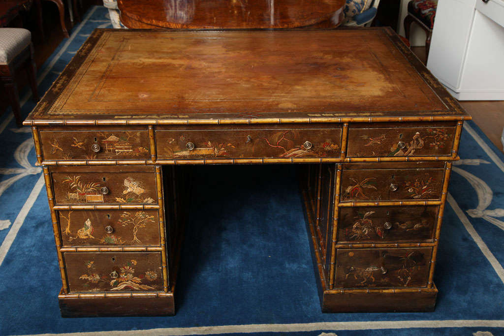 19th Century An English Regency Period Double Pedestal Partners Desk