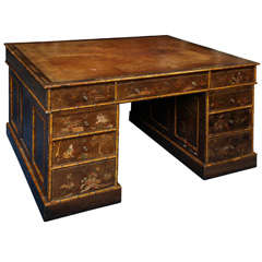 Antique An English Regency Period Double Pedestal Partners Desk