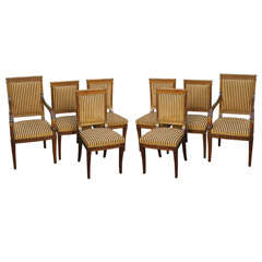 Antique Set of Eight Italian Empire Style Dining Chairs