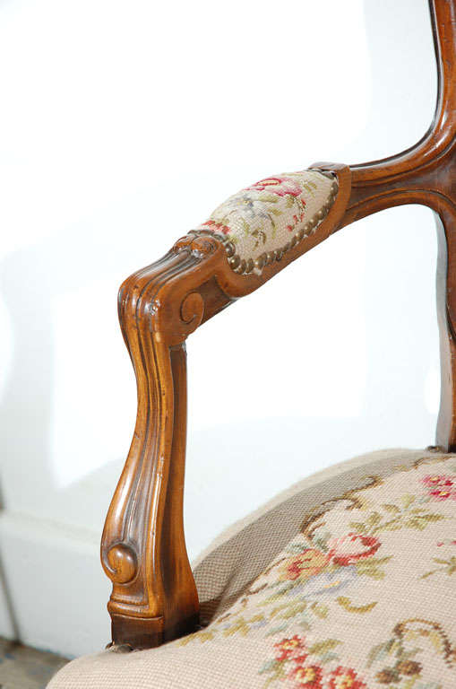 20th Century Pair of  Louis XV French Provencial Style open Armchairs