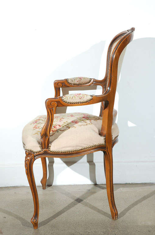Pair of  Louis XV French Provencial Style open Armchairs 4