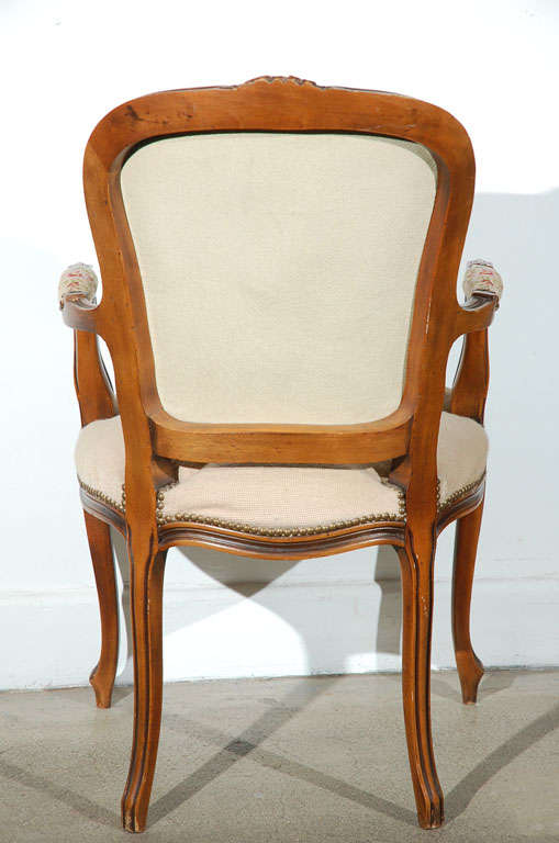 Pair of  Louis XV French Provencial Style open Armchairs 5