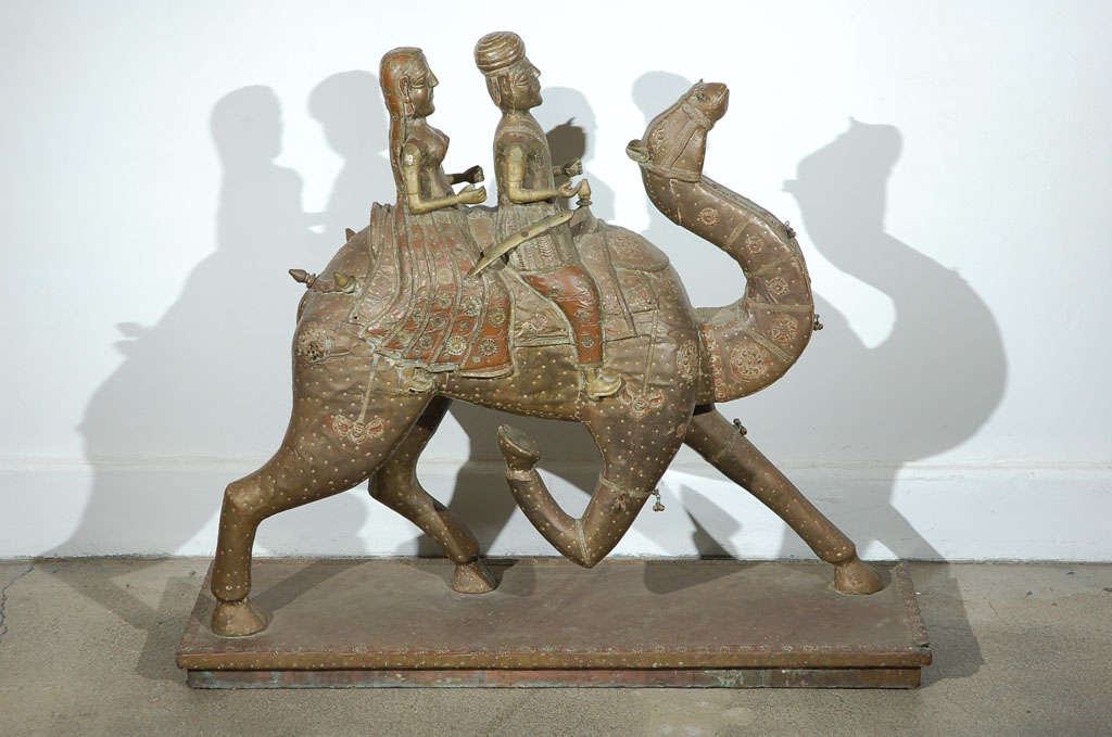 Indian Anglo Rajasthani Couple Sculpture on Camel