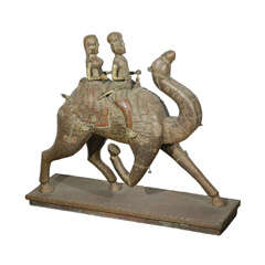 Antique Anglo Rajasthani Couple Sculpture on Camel