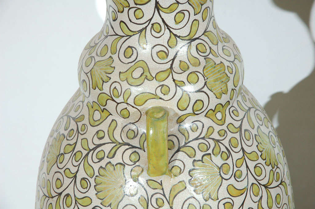 Ceramic Moroccan Vases Hand-painted in Green Moorish Floral Designs