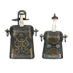 Set of Two Moroccan Antique Gun Powder Case Flask 3