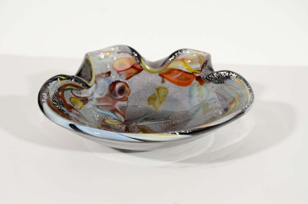 AVEM Multi-Colored Blown Murano Glass Bowl In Excellent Condition In Fort Lauderdale, FL