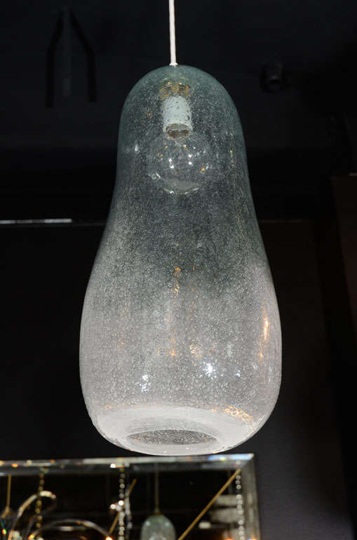 Mid Century Blown Murano Glass Oblong Globe in Gradient Celandon