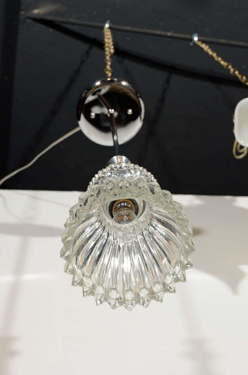 1940s French Cut Crystal Pendant Light 1